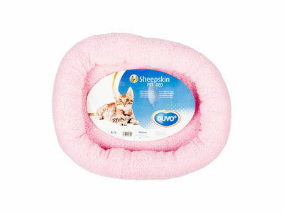Sheepskin Bed Oval 40x45cm Pink
