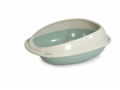 Small Litter Tray for small pets, featuring high rounded edges to contain litter and liquids. Made of shiny, durable plastic, it's easy to clean and fits well in any space. Dimensions: 45 cm x 36 cm x 15.5 cm