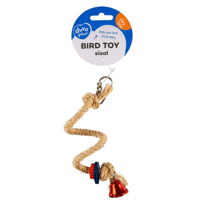 Spiral Rope in Sisal with Colourful Bell 19x6.5x6.5cm
