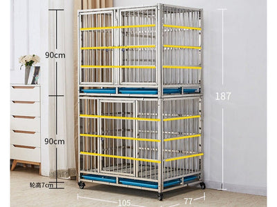 Stainless Steel Dog Kennel Cage - Two Layer Design