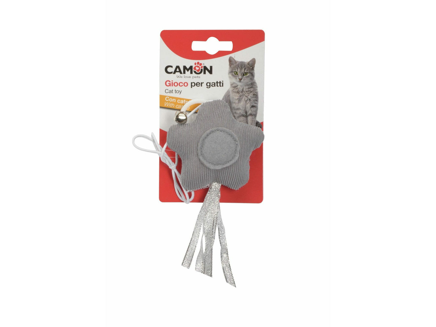 Star-shaped cat toy with a rattle and rubber band, infused with catnip to keep your cat entertained