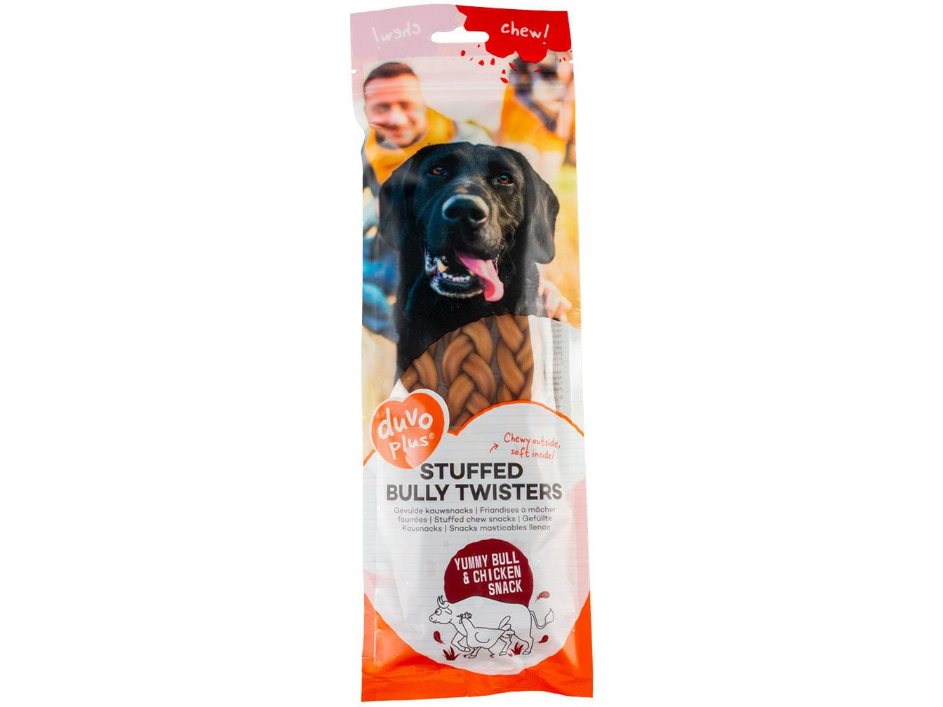 Stuffed chew snacks with bull's pizzle &amp; chicken