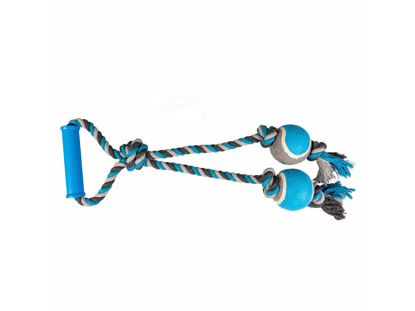 Tug Toy Knotted Cotton Loop &amp; 2 Tennis Balls 43cm Grey/Blue