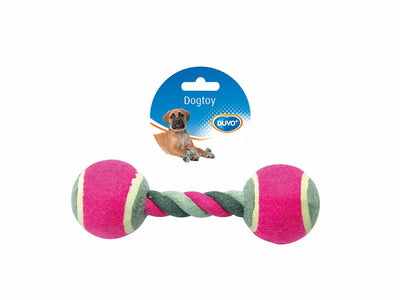 Tug Toy Knotted Cotton With 2 Tennis Balls 18cm Mixed Colors
