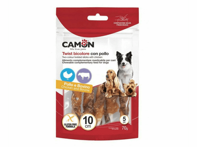 Two-Colour Rawhide Sticks with Chicken (5 Pcs) – 70g