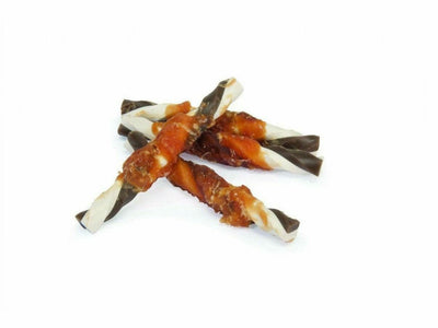 Two-Colour Rawhide Sticks with Chicken (5 Pcs) – 70g Open