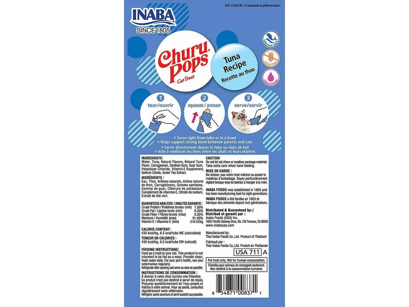 Churu Pops Tuna Recipe 15 gm x 4 pouches in 1 pack Back