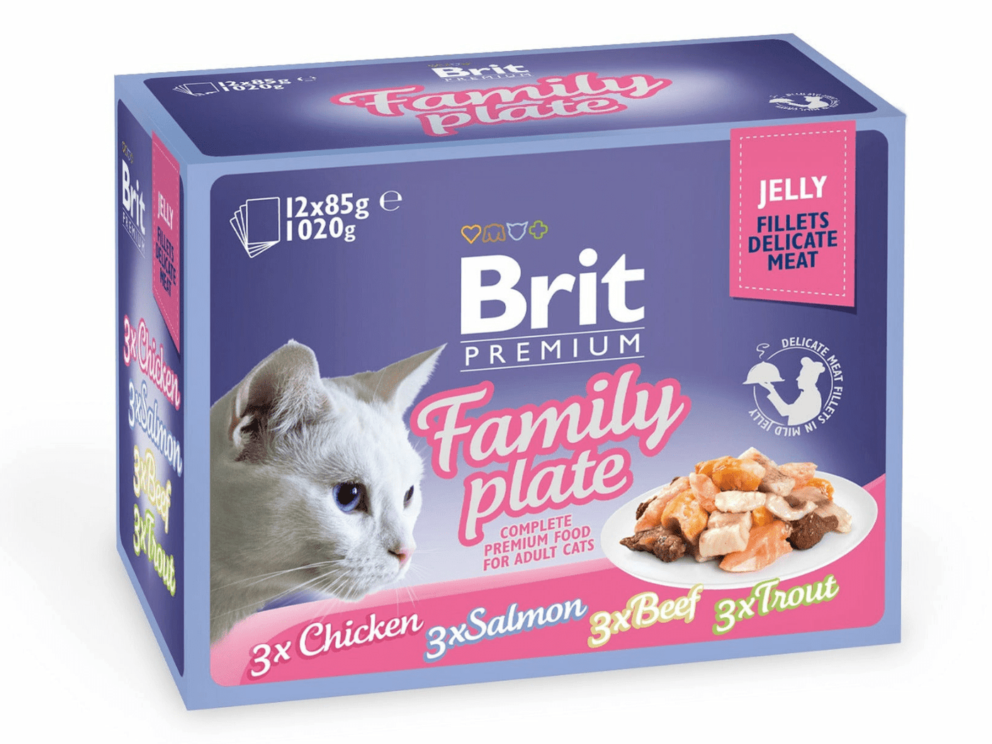Brit Premium Cat Delicate Fillets in Jelly Family Plate 1020 g (12x85 g)