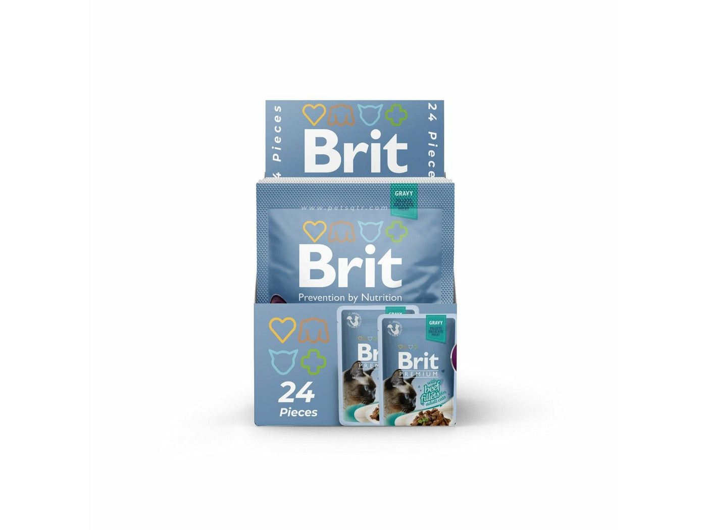 Brit Premium Fillets in Gravy with Beef 24X85g pouchs