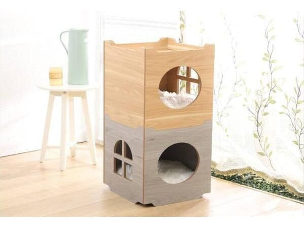 Cat Home Gray Curved Four-Story Cat Climbing Stairs