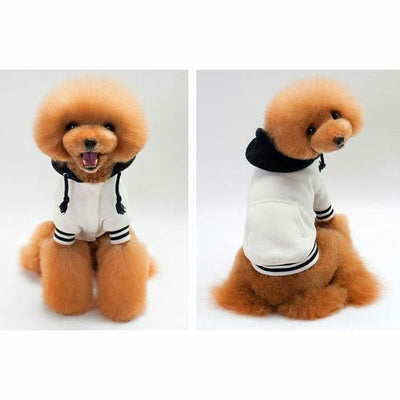 White Dog Hoodie with Black Accents – Size L, Stylish &amp; Comfortable