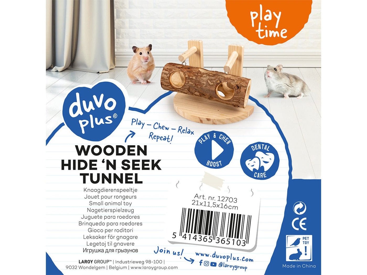Wooden Hide Tunnel for Small Rodents