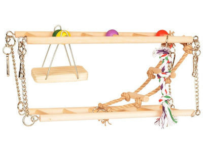 Wooden Suspension Bridge with Swing for Rodents