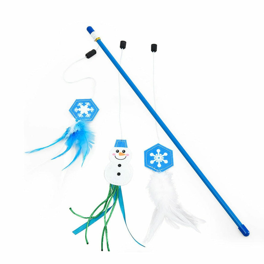 Xmas Playing Rod with 2 Toys for Cats