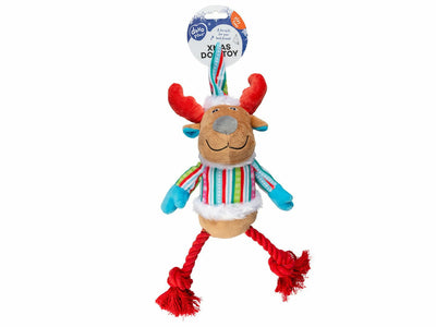 Xmas Plush Reindeer with Rope Legs for Dogs