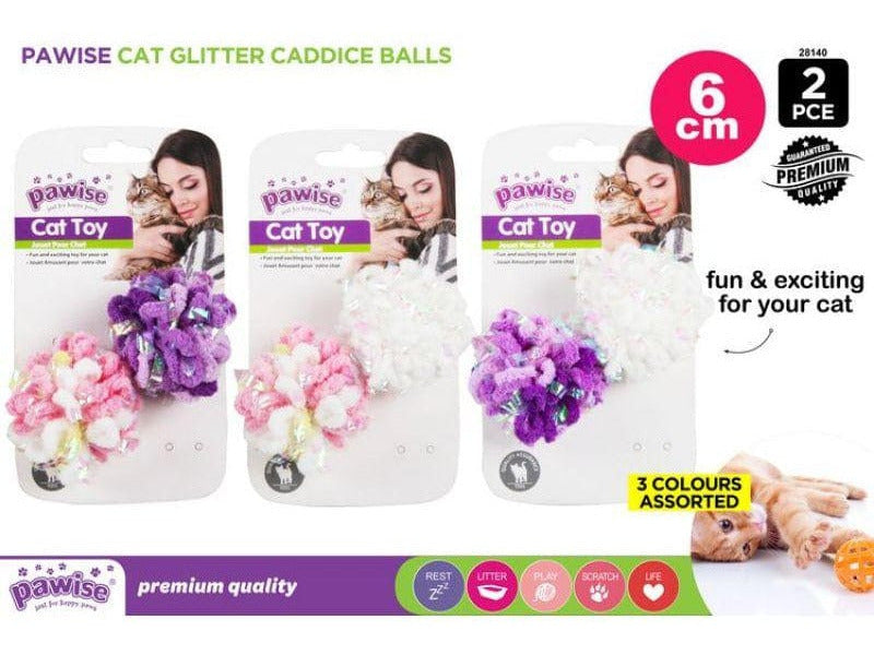 PAWISE 2pk glitter caddice balls