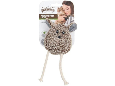 Pawise Simple Cat – Sheep Cat Toy with Long Tail (White, Brown, Dark Grey)