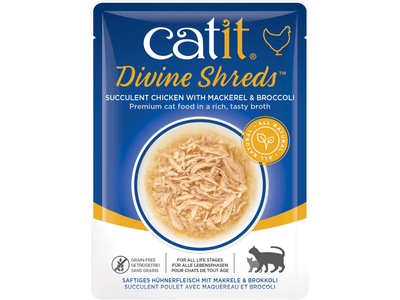 Catit Divine Shreds, Chicken with Mackerel & Broccoli, 75g, 18pcs/box