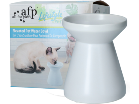 AFP Liftstyle4Pets - وعاء ماء مرتفع للحيوانات الأليفة - أبيض