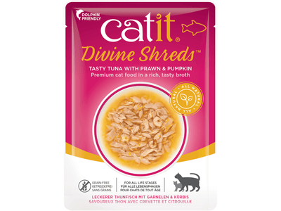 Catit Divine Shreds, Tuna with Prawns & Pumpkin 75g, 18pcs/box