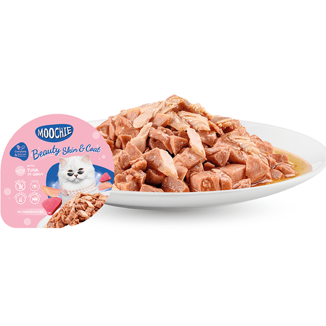 MOOCHIE MINCE WITH TUNA (BEATY SKIN & COAT)12x85g Cups