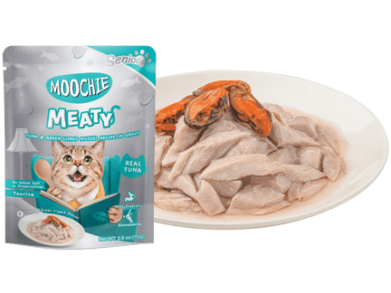 Moochie Meaty Tuna &Green Lipped Mussel Recipe In Gravy  70G  Pouch