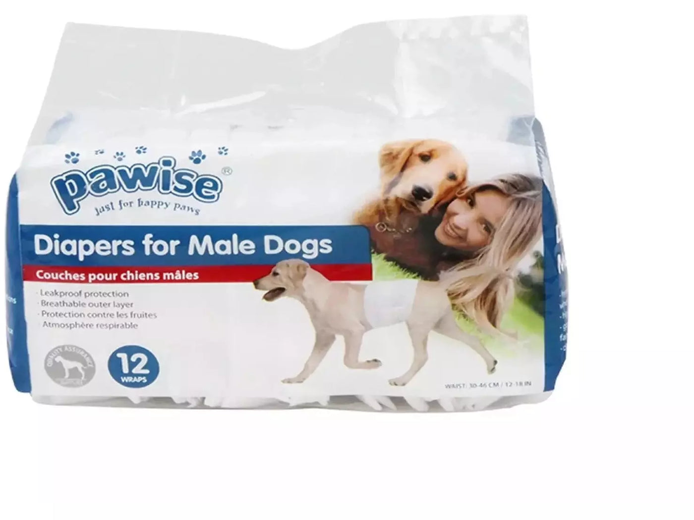 PAWISE Disposible Male Wrap-12pack