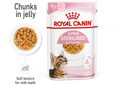 Feline Health Nutrition Kitten Sterilised Jelly 12x85g (WET FOOD - Pouches)