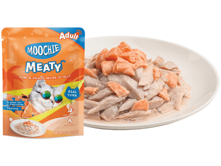 Moochie Meaty Tuna & Salmon In Jelly  70G  Pouch