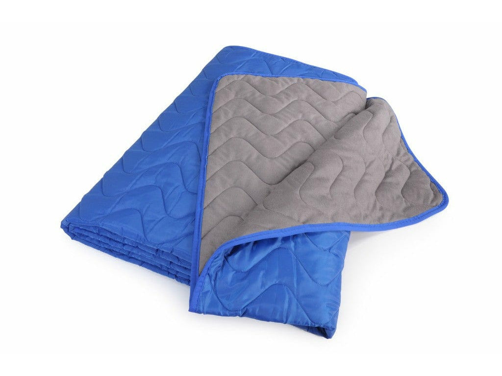 two-tone blue-grey quilted blanket